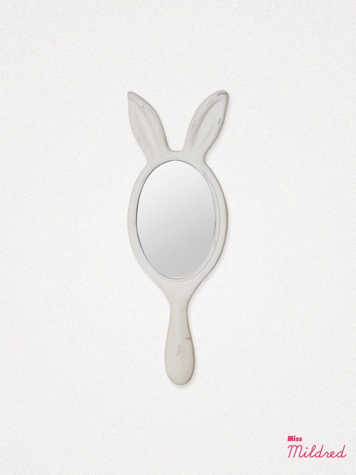 Rabbit Shaped Hand Mirror - White