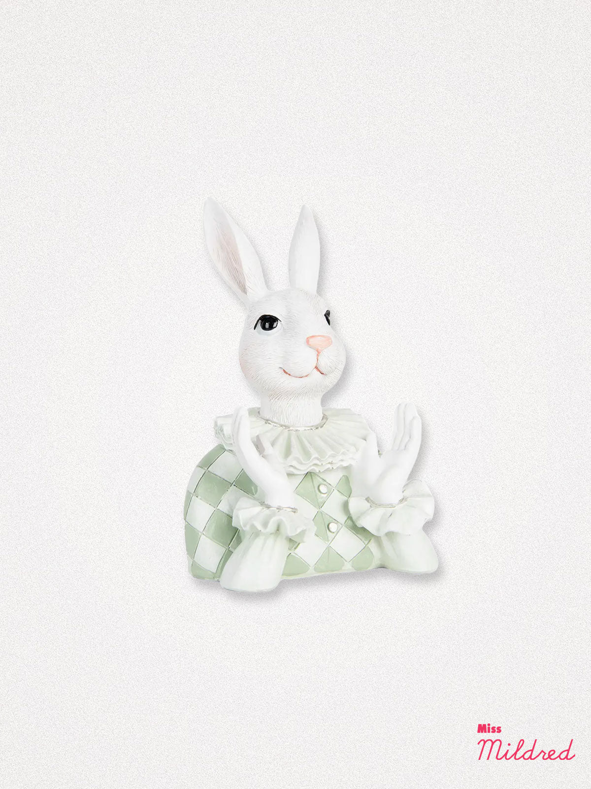 Rabbit Bust - White & Green Harlequin