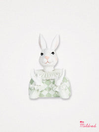 Rabbit Bust - White & Green Harlequin