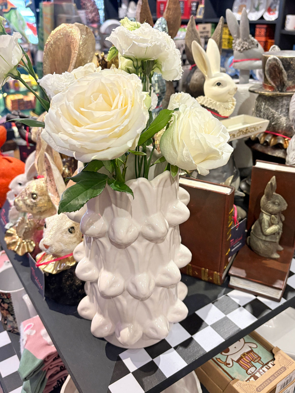 Bunny Rabbit Head White Vase - 25.4cm