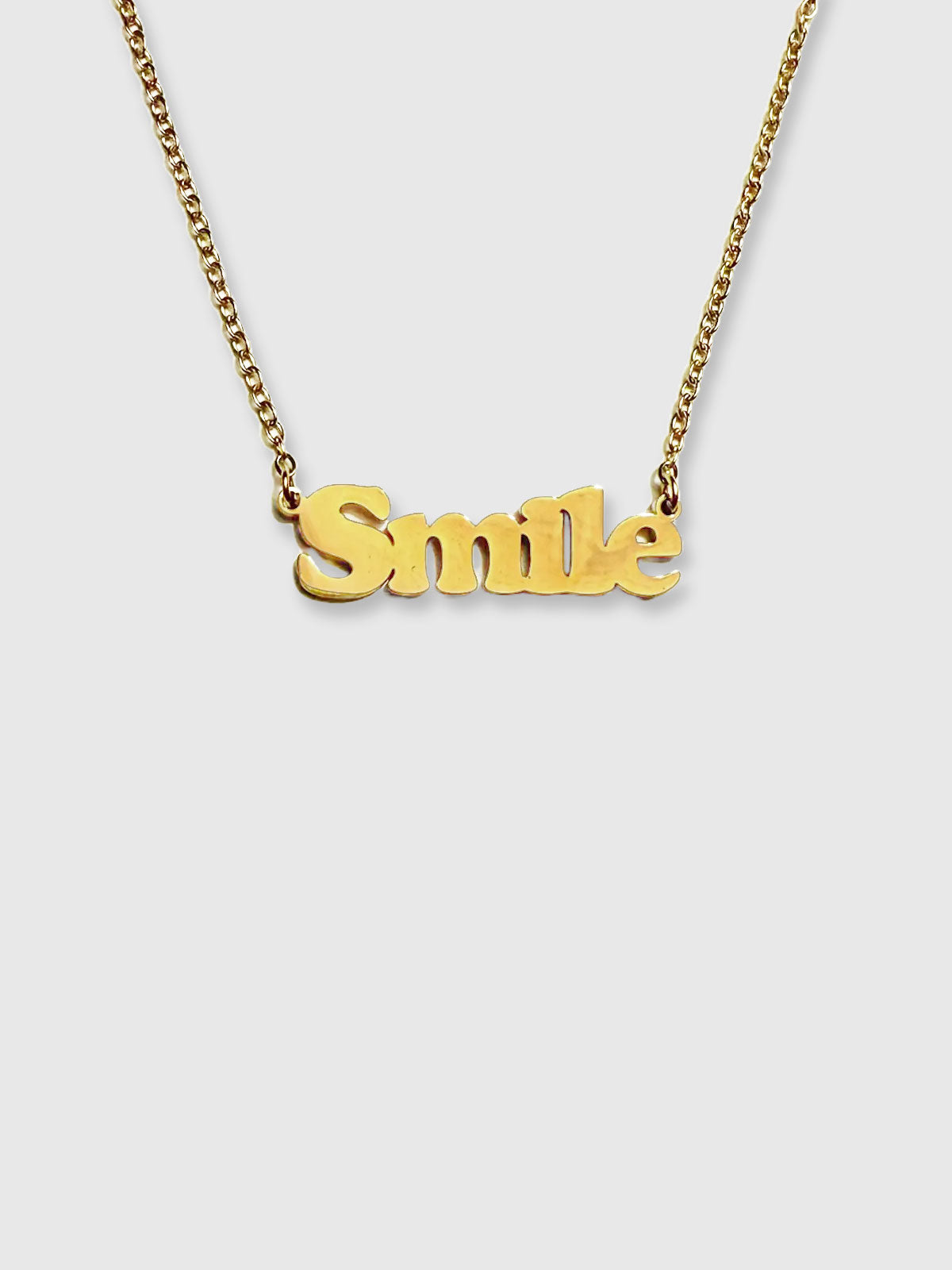 Cheeky Words Necklace - Smile - Gold