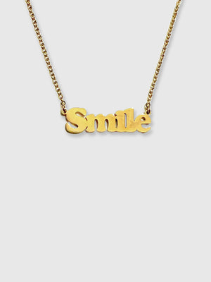 Cheeky Words Necklace - Smile - Gold