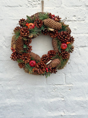 Faux Wreath - Fir Cones and Apple