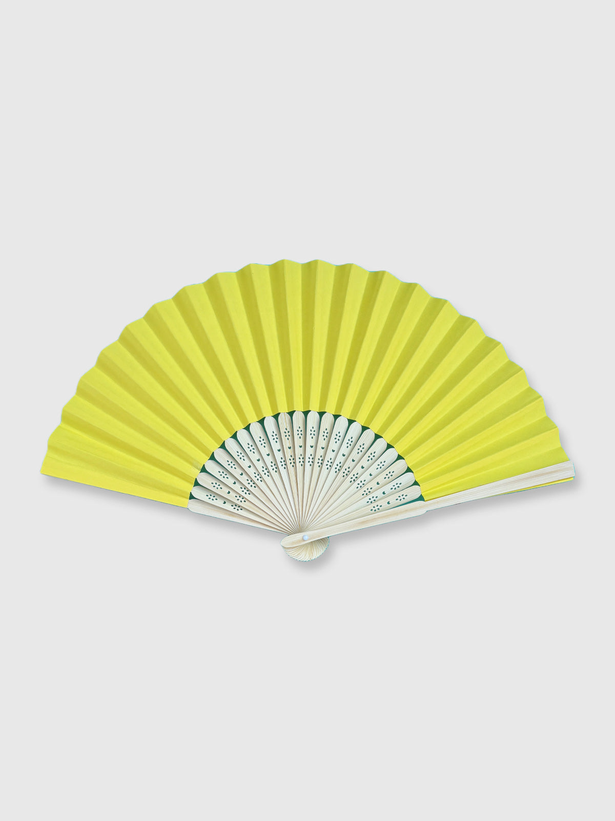 Wooden Paper Hand Fan - Yellow