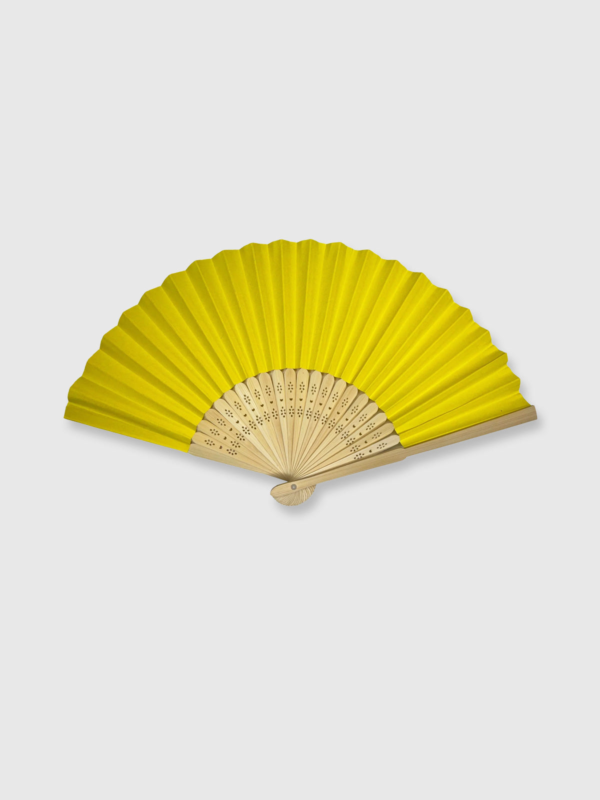 Wooden Paper Hand Fan - Yellow