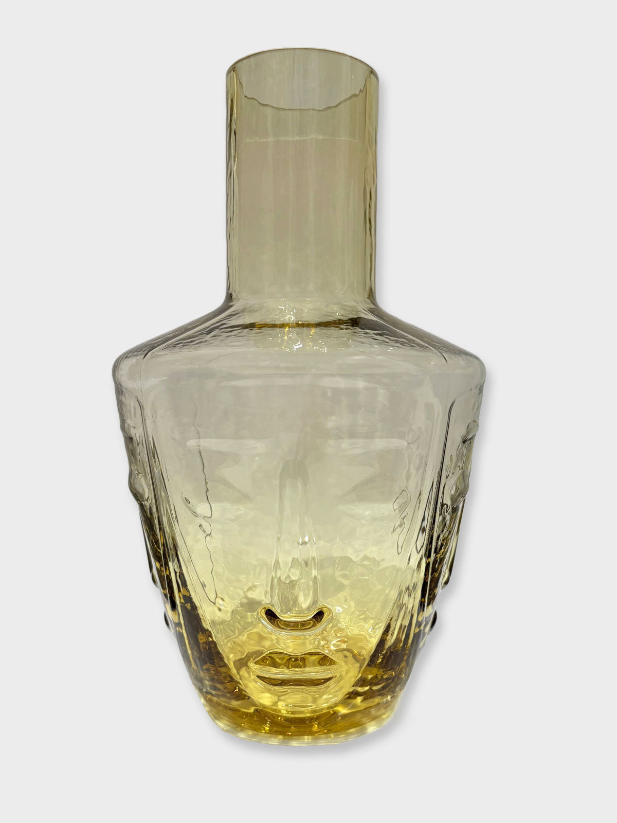Glass Deco Face Carafe Decanter - Yellow