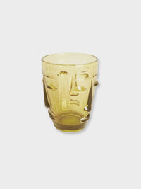 Deco Face Goblet Glass Tumbler - Yellow
