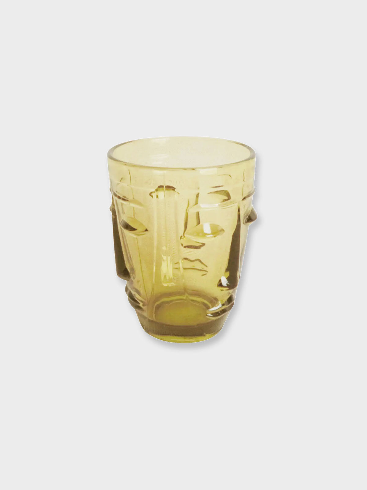 Deco Face Goblet Glass Tumbler - Yellow