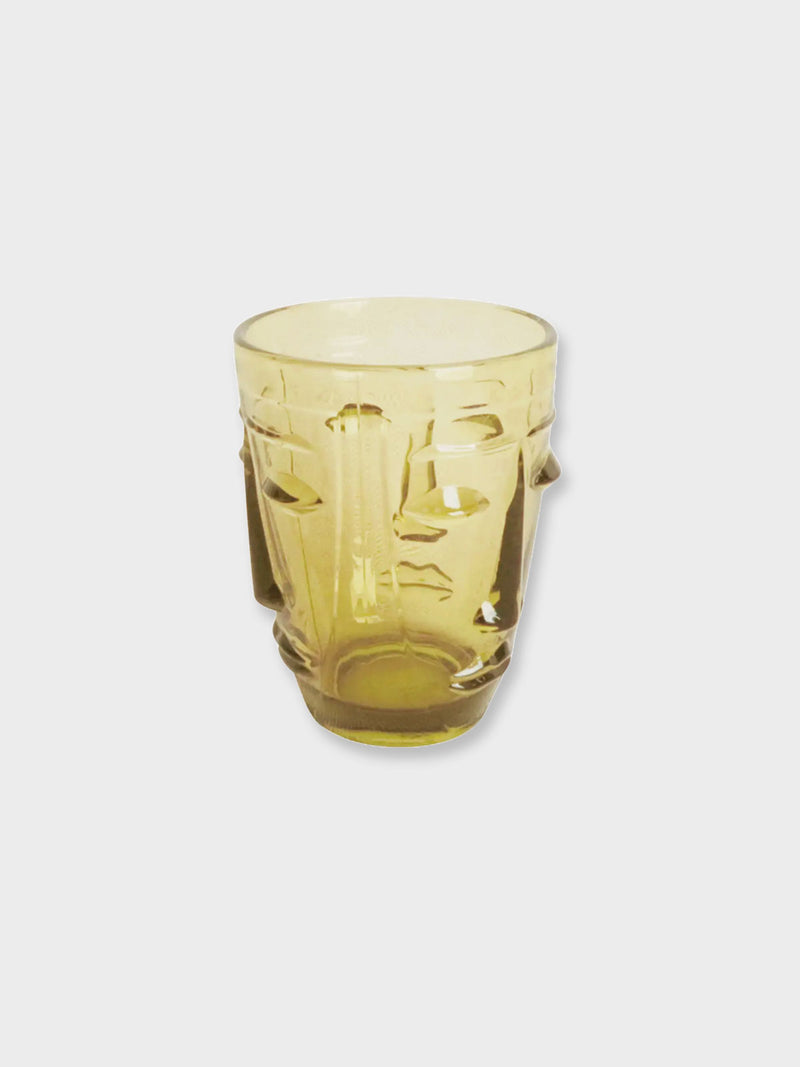 Deco Face Goblet Glass Tumbler - Yellow