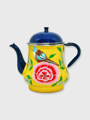 Patterned Enamel Teapot - Yellow Floral