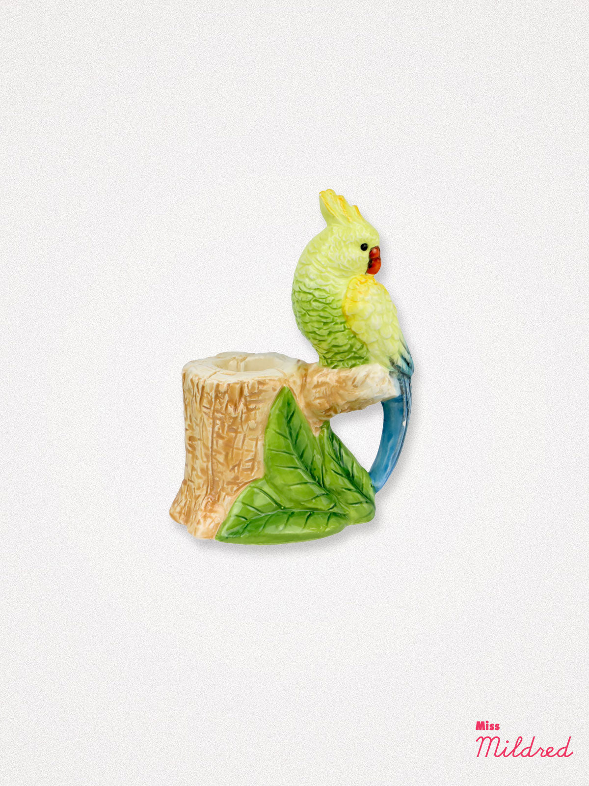 Green Paradise Bird Ceramic Candle Holder