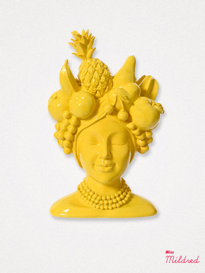 Fruit Head Goddess Bust Planter - Yellow