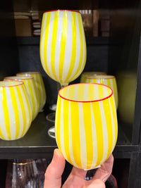 Yellow Stripe Carnival Tumbler Glass - 400ml