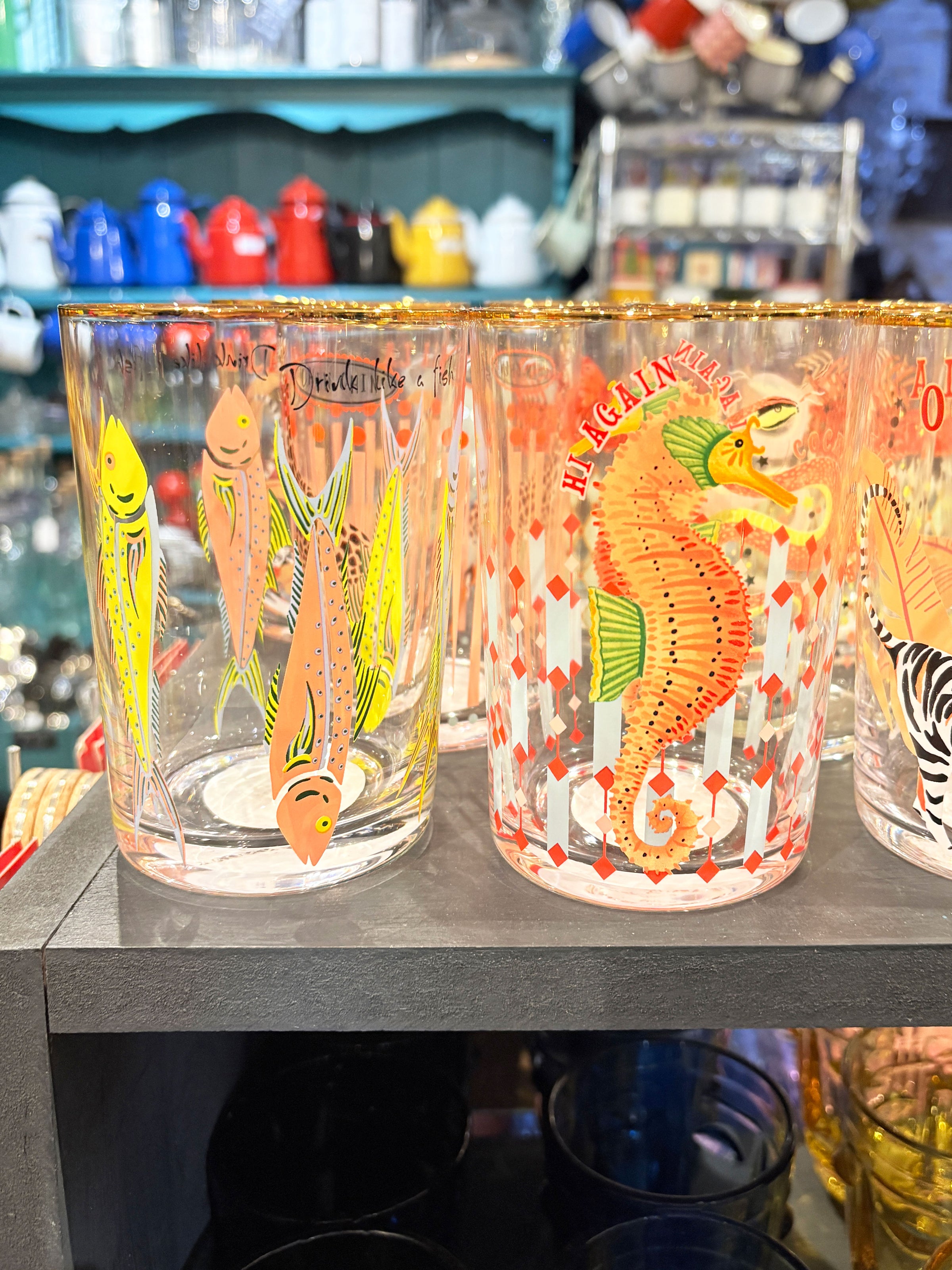 Yvonne Ellen Hi Ball Glass - Fishes
