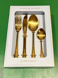 Yvonne Ellen Gold Slogan Cutlery Set - 16 pieces