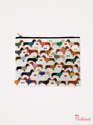 Zip Up Pouch Cosmetic Bag - Dachshund Dogs