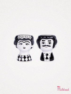 Kitsch Egg Cup set - Carlos & Marisol - Black and White
