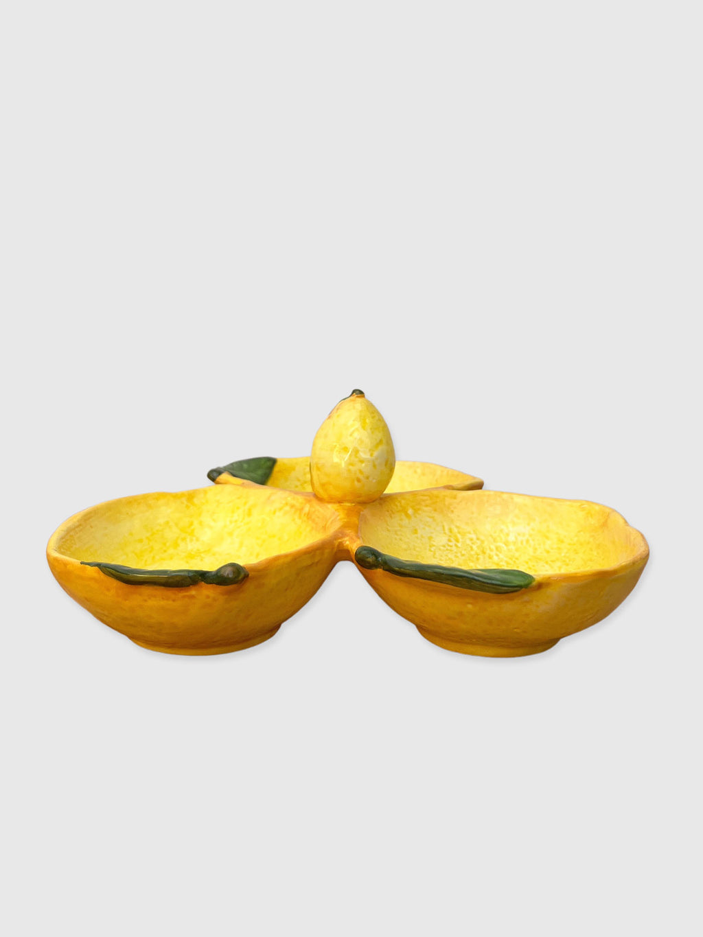 Lemon Shaped Ceramic Trio Snack Dish  - 19cm