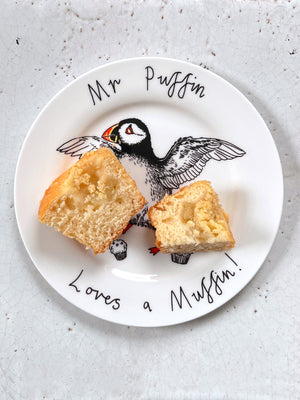 JimBobArt Side Plate - Mr Puffin Loves a Muffin