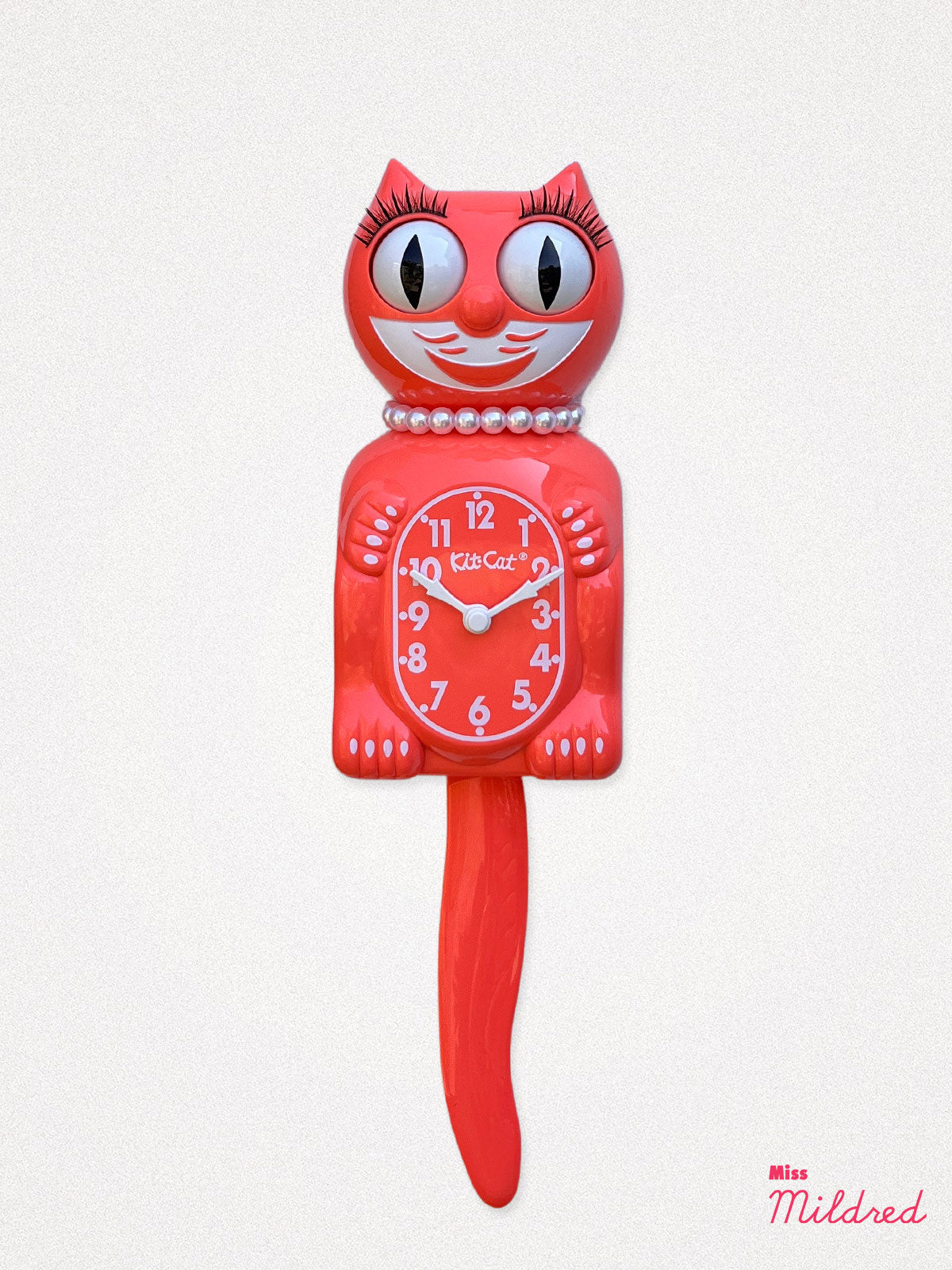 Kit Cat Clock - Original Large Size - Coral Necklace