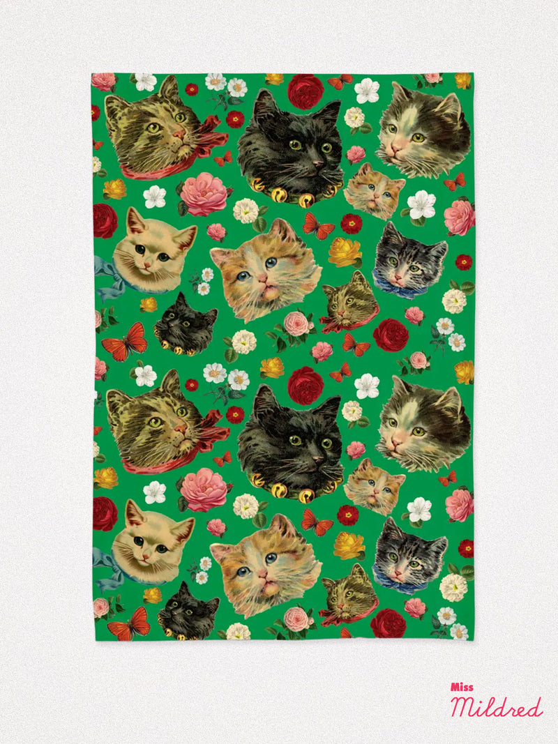 Retro Kitschy Kitty Cats - Cotton Tea Towel