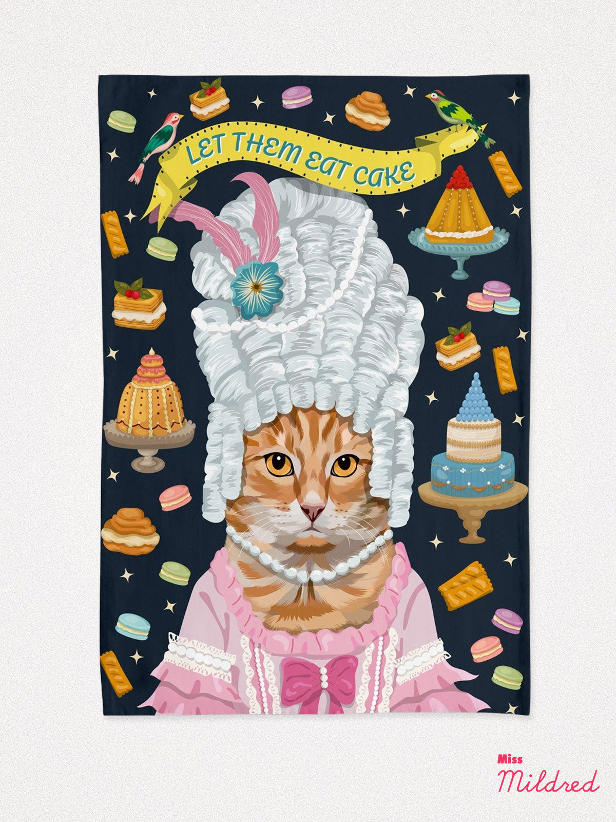 Marie Antoinette Cat - Cotton Tea Towel