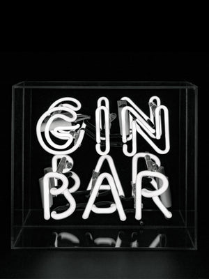 'Gin Bar' Glass Neon Light Box - White
