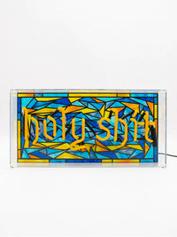 'Holy Shit' Glass Neon Light Box - Yellow