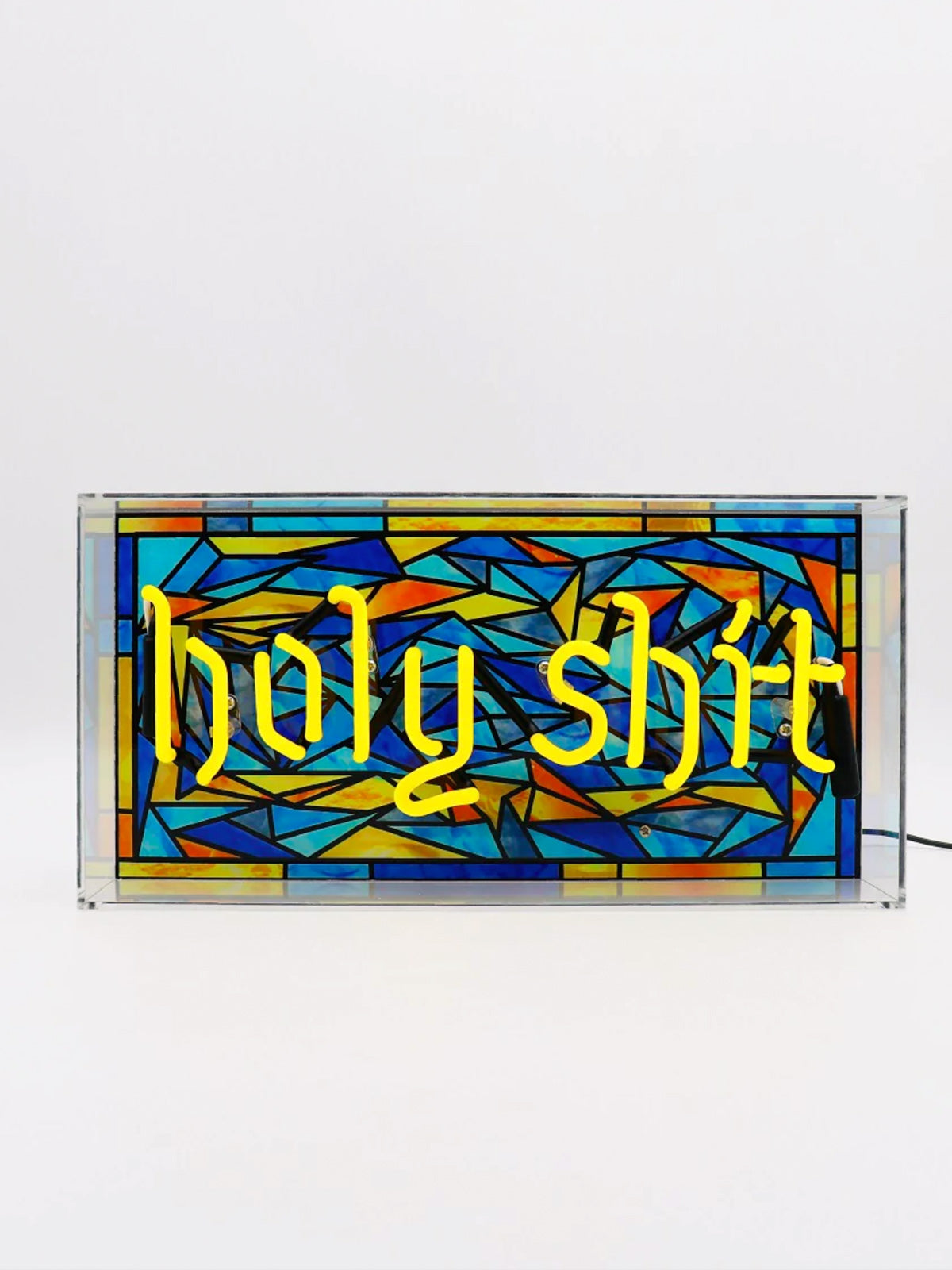 'Holy Shit' Glass Neon Light Box - Yellow