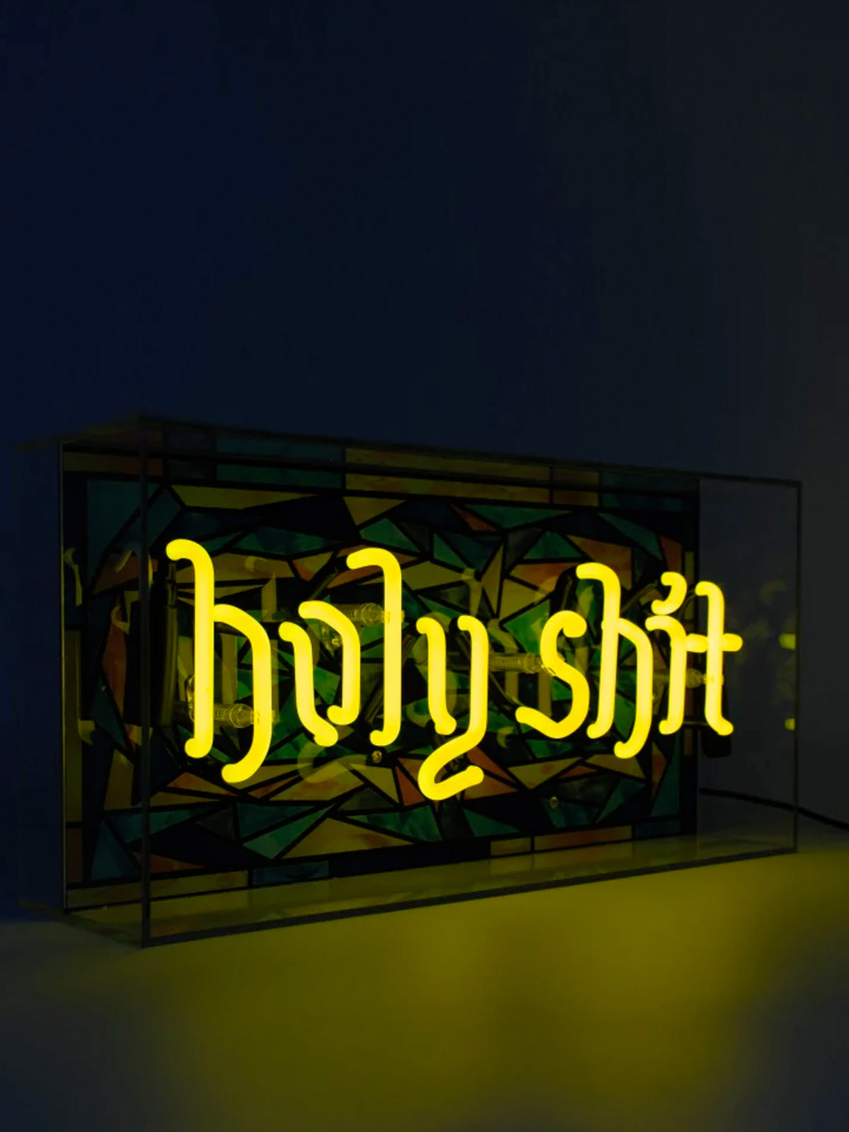 'Holy Shit' Glass Neon Light Box - Yellow