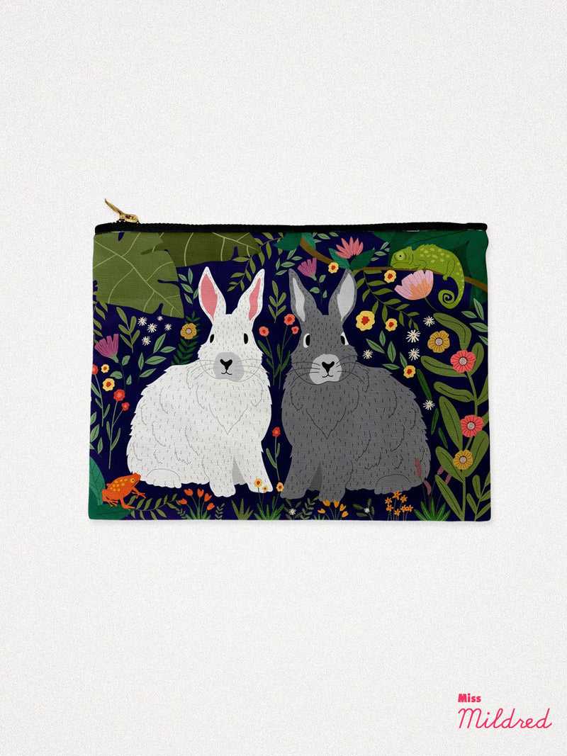 Zip Up Pouch Cosmetic Bag - Bunny Rabbits