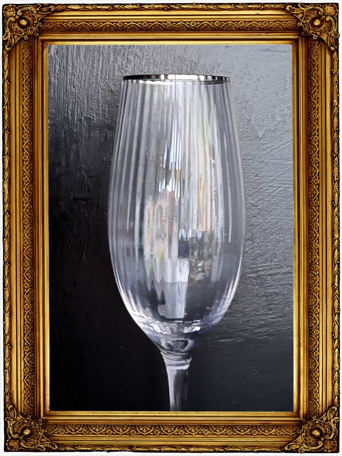 Silver Rimmed Champagne Flute Glass