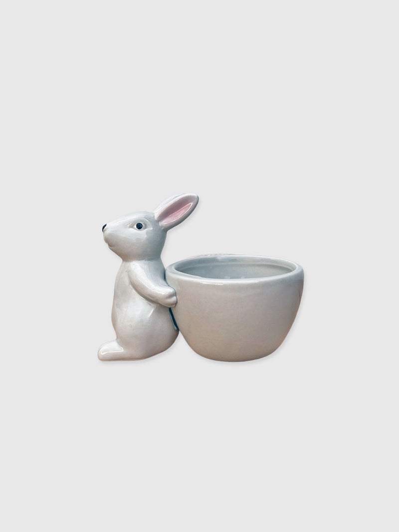 Rabbit Ceramic Trinket Dish / Snack-Bowl - Grey