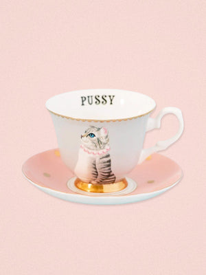 Yvonne Ellen Cup & Saucer - Pussy Cat