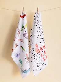 Yvonne Ellen Tea Towel Set of 2 - Alphabet & Ooh La La