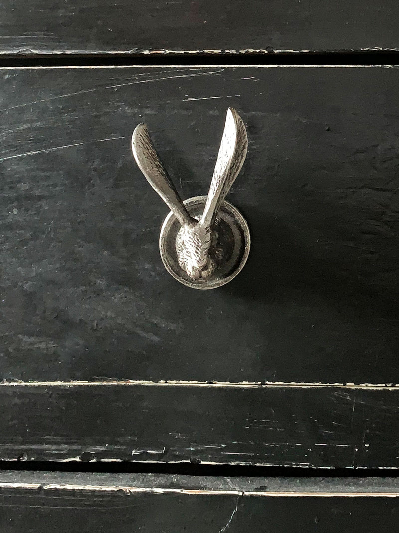 Metal Hare Drawer Knob - Antique Silver