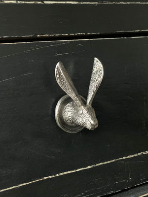 Metal Hare Drawer Knob - Antique Silver