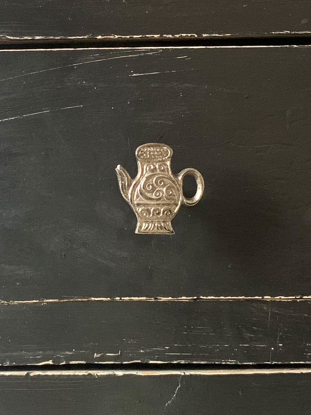 Teapot Design Metal Knob - Antique Silver