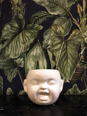 Baby Face mini Pot / Planter White - laugh