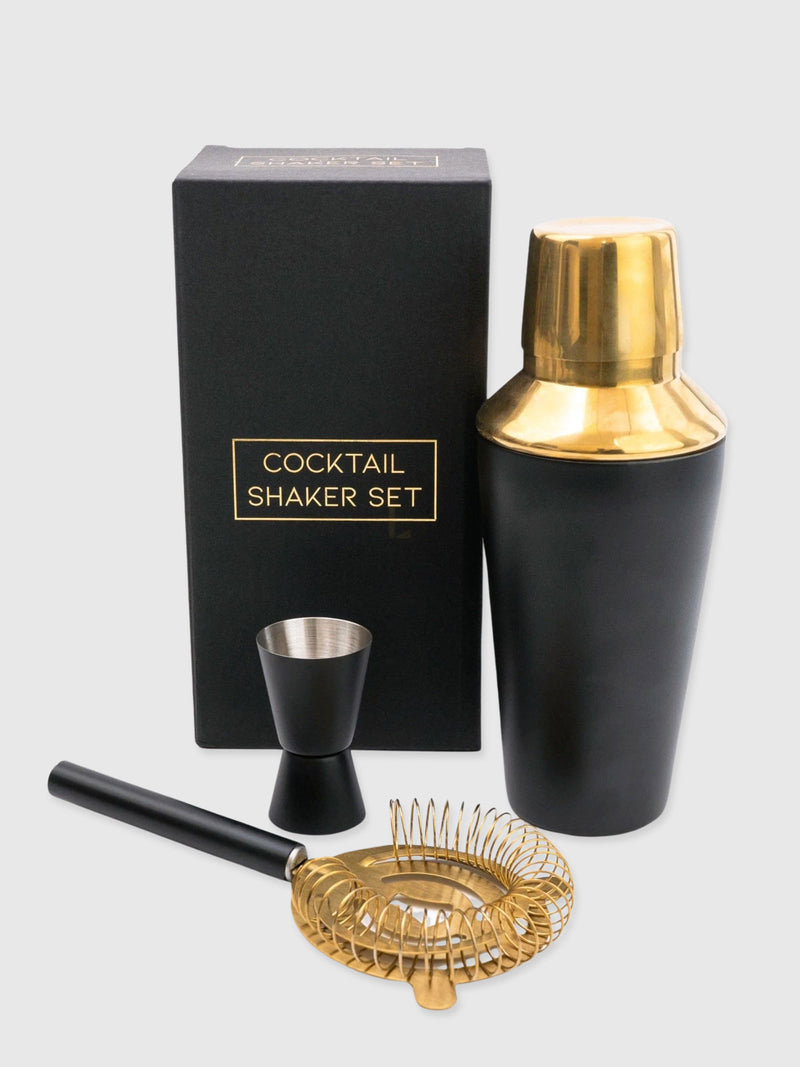 Cocktail Shaker Kit - Black and Gold