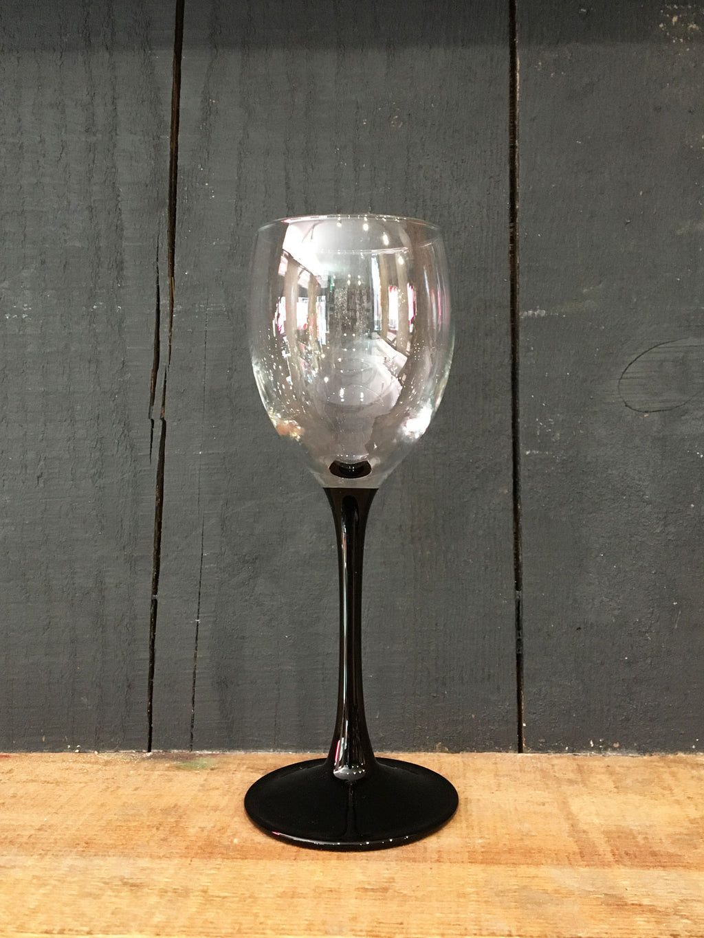 Vintage Black Stem Wine Glass