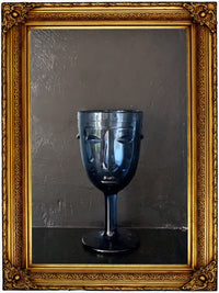 Deco Face Wine Glass - Blue