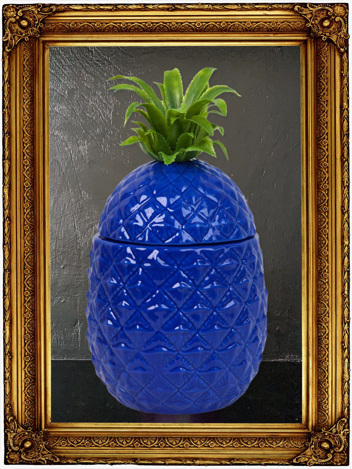 Bold Blue Ceramic Pineapple Ice Bucket