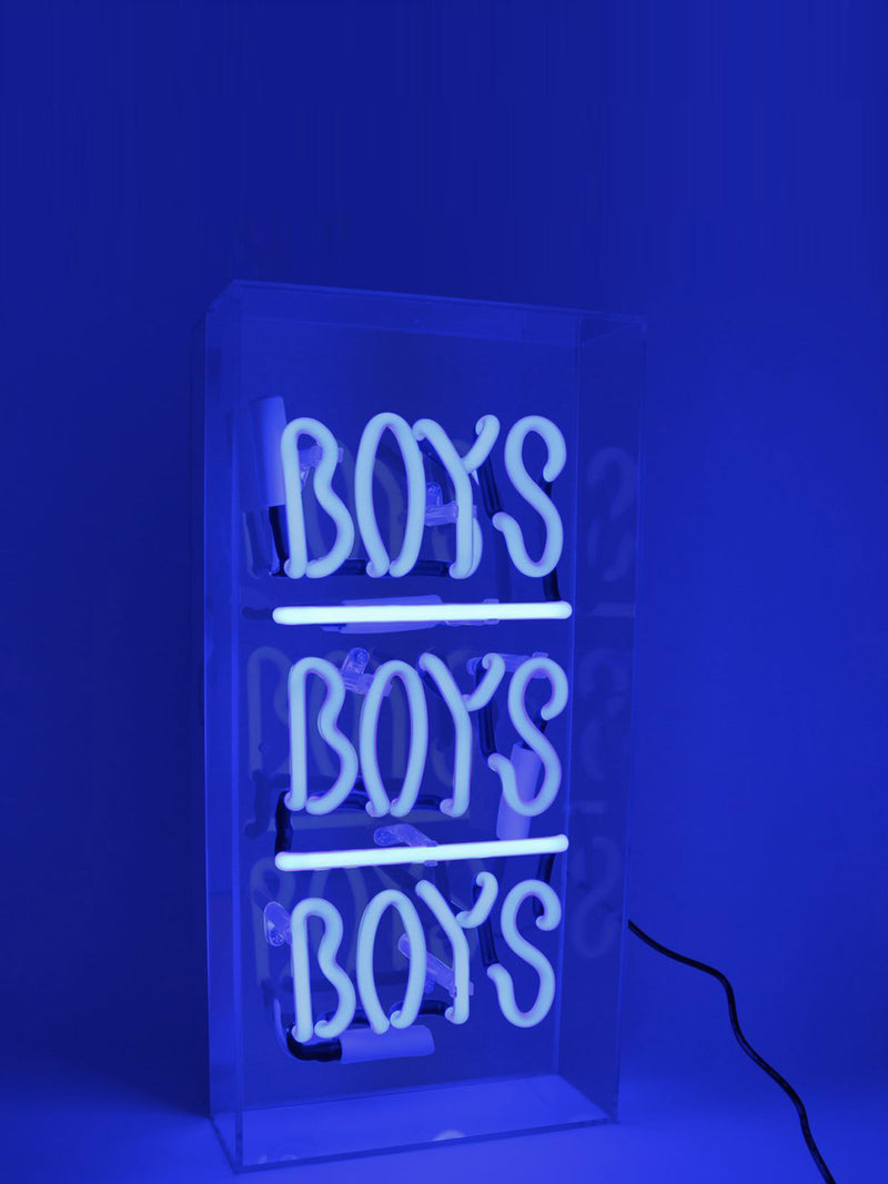 'Boys Boys Boys' Glass Neon Light Box