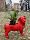 Red Resin Dog Shaped Planter