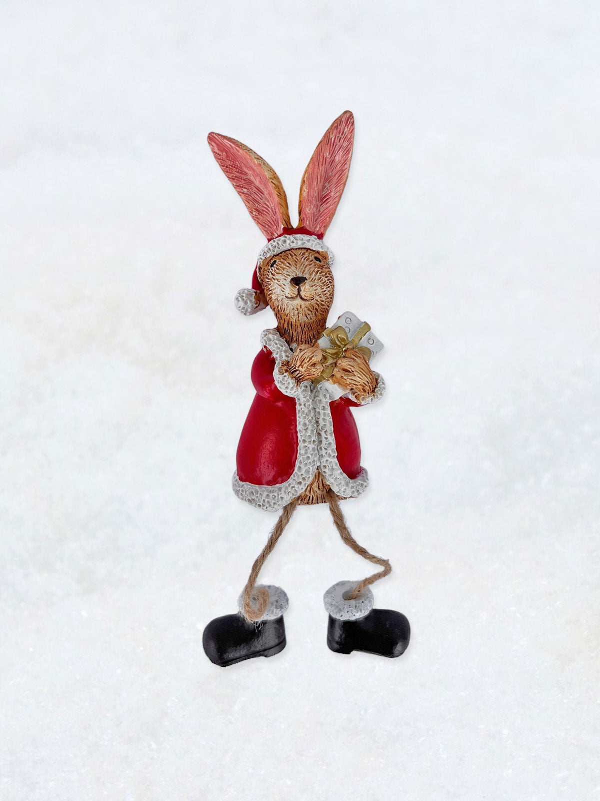 Sitting Santa Bunny Rabbit with Present