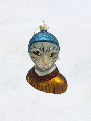 Christmas Ornament - Tabby Cat with a Pearl Earring