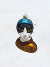 Christmas Ornament - Black Cat with a Pearl Earring