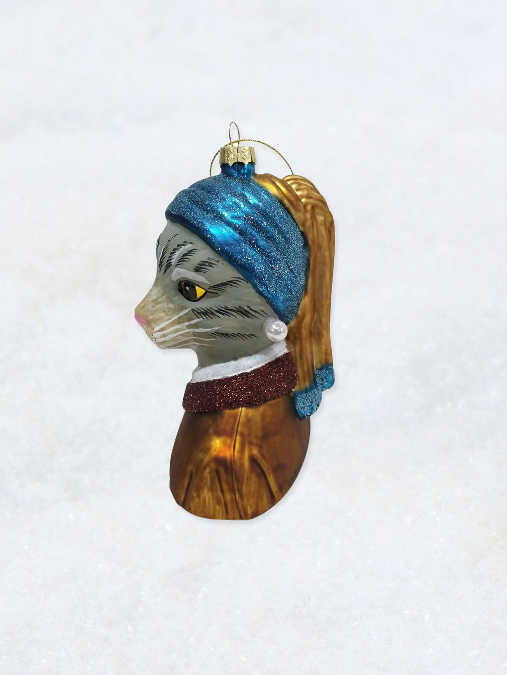 Christmas Ornament - Tabby Cat with a Pearl Earring