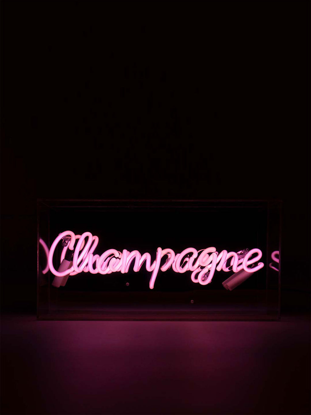 'Champagne' Glass Neon Light Box Pink